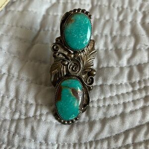 Beautiful silver turquoise ring signed and stamped
